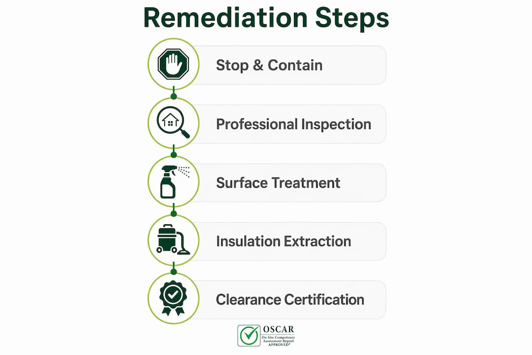 Infographic illustrating mould remediation steps