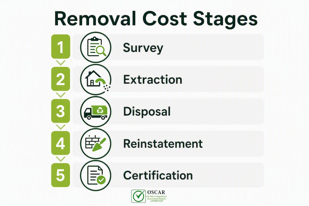 Infographic showing stages of insulation removal cost