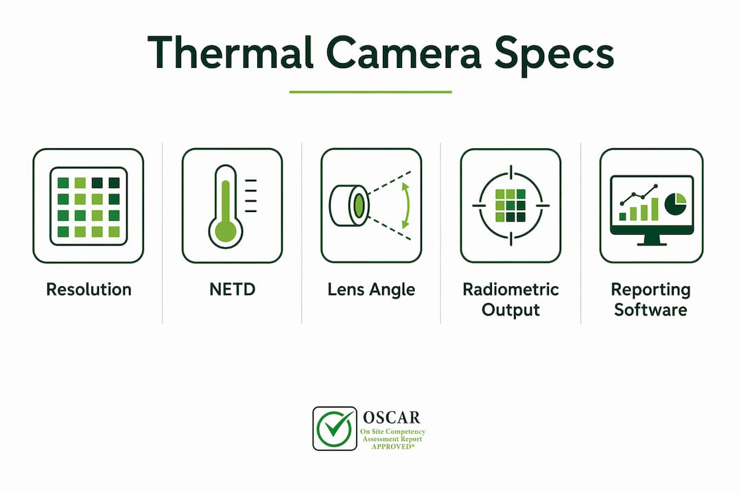 Infographic illustrating key thermal imaging camera specifications