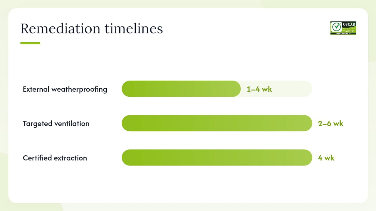 Diagram of CWI remediation options and timelines