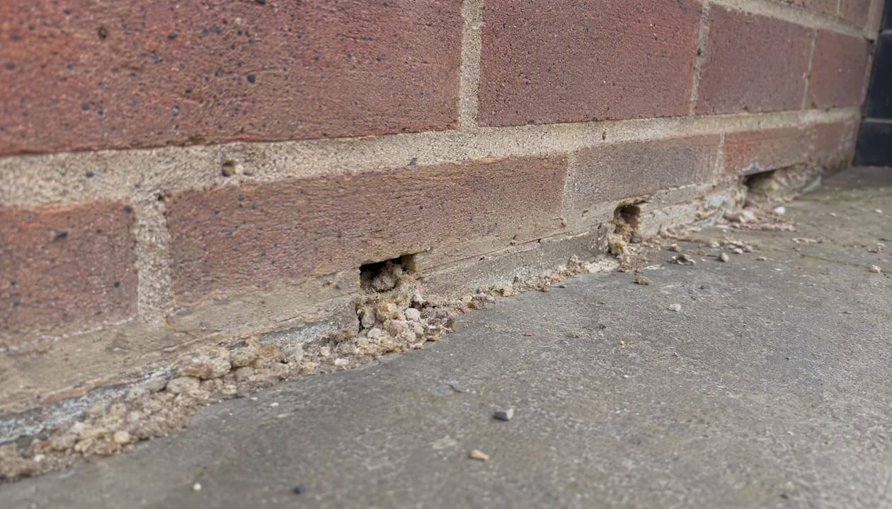 Blocked weep holes in cavity wall base