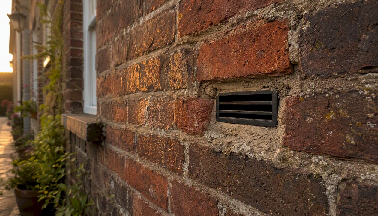 Clean slim vent in UK brick wall