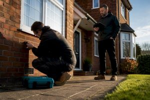 Installer undergoing UK residential site audit