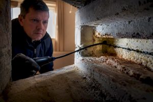 Borescope revealing degraded cavity wall foam